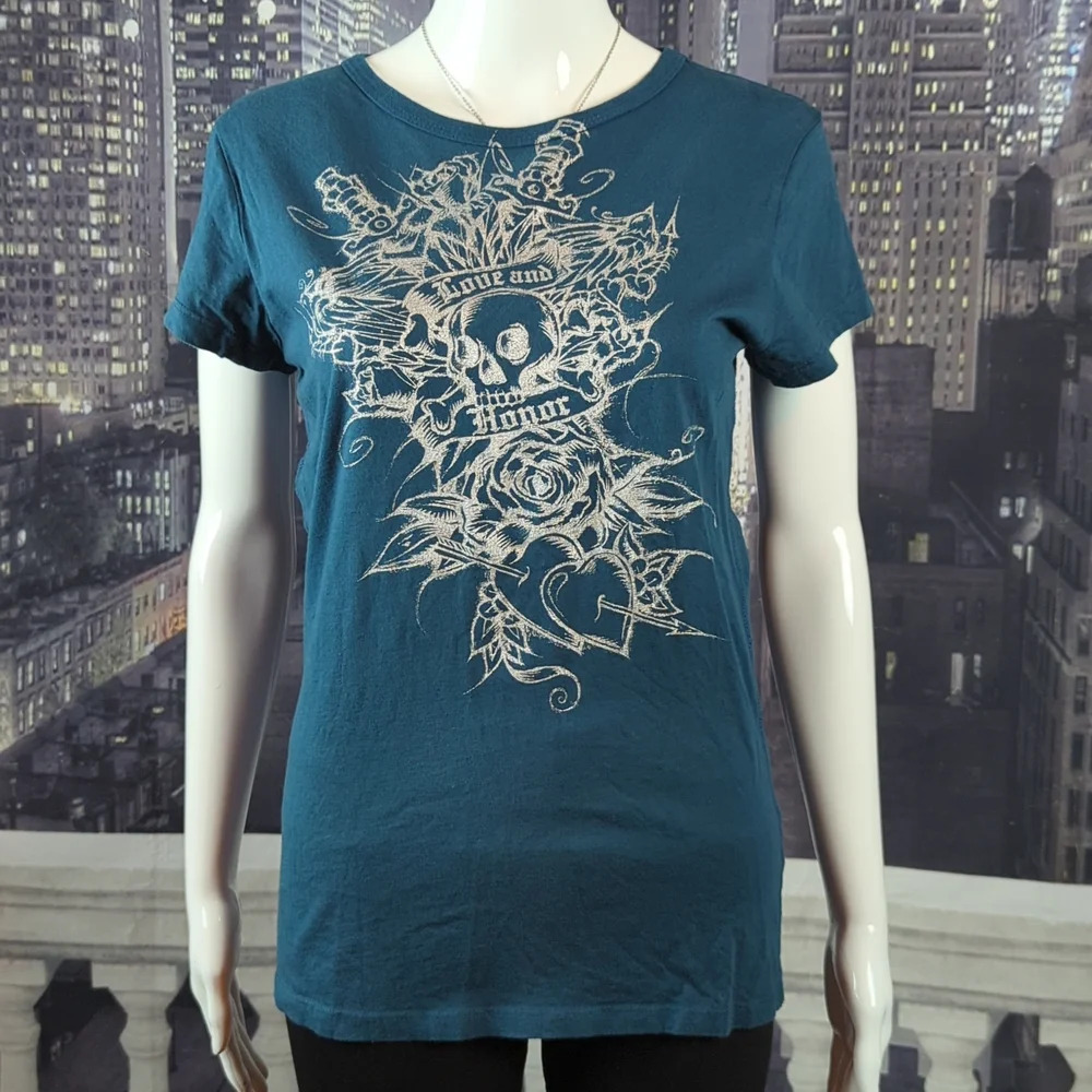 Jimmy Z sz L Rare Vintage 100% Cotton 'Love and Honor' Short Sleeve T-Shirt